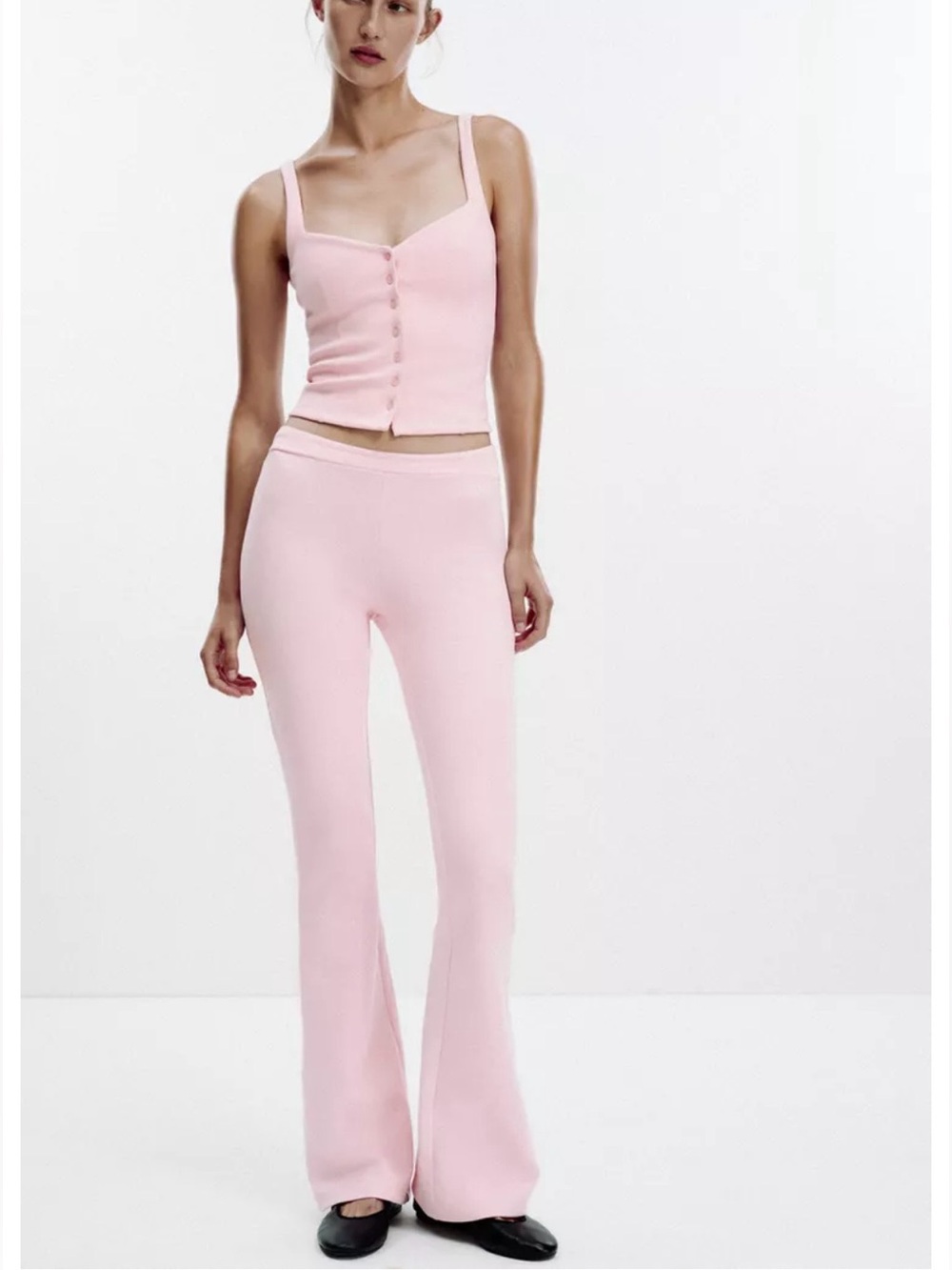 Zara Light Pink Flare Knit Pants